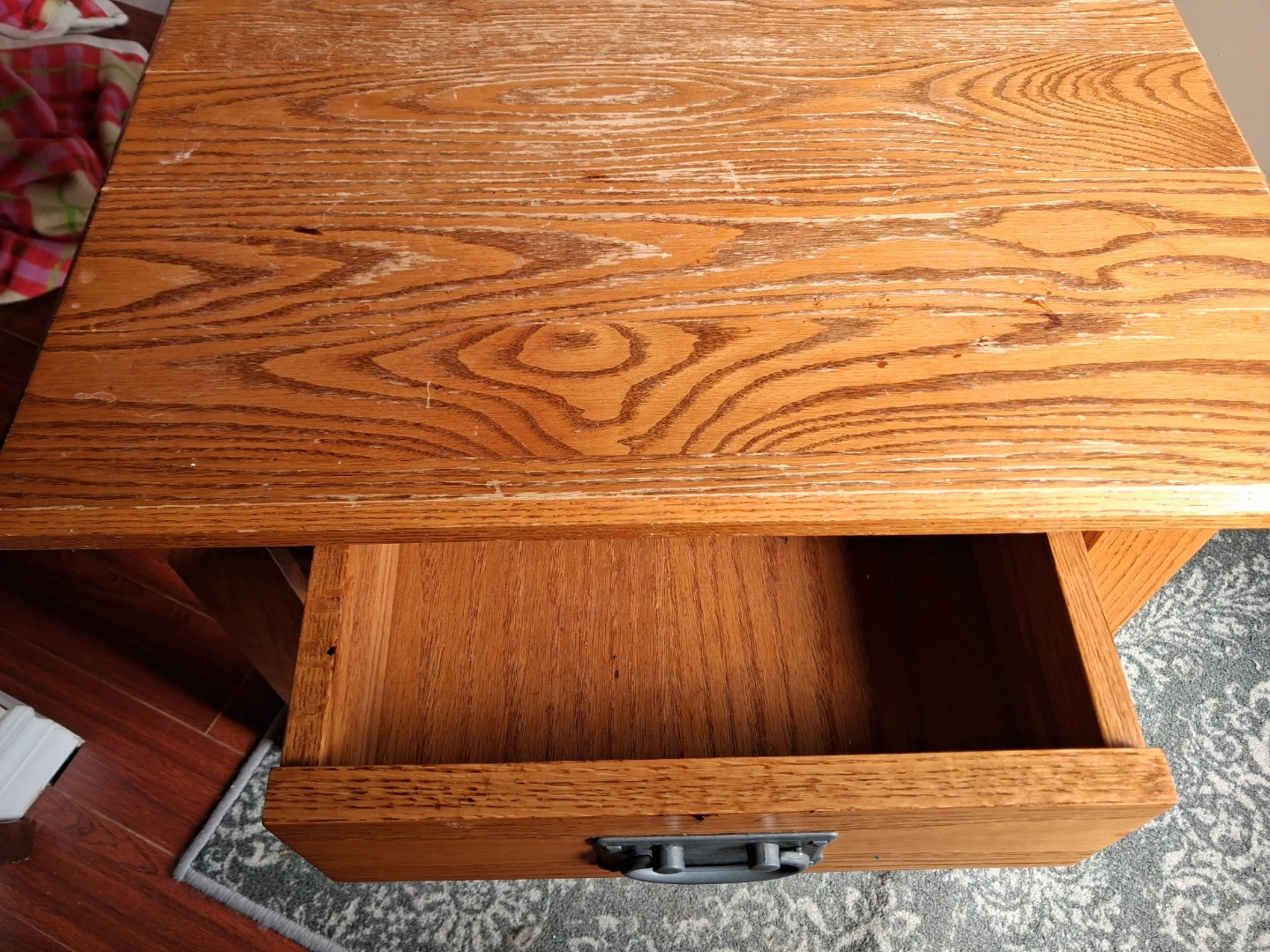 Solid Oak End Table or Bedside Table with Drawer - photo 4
