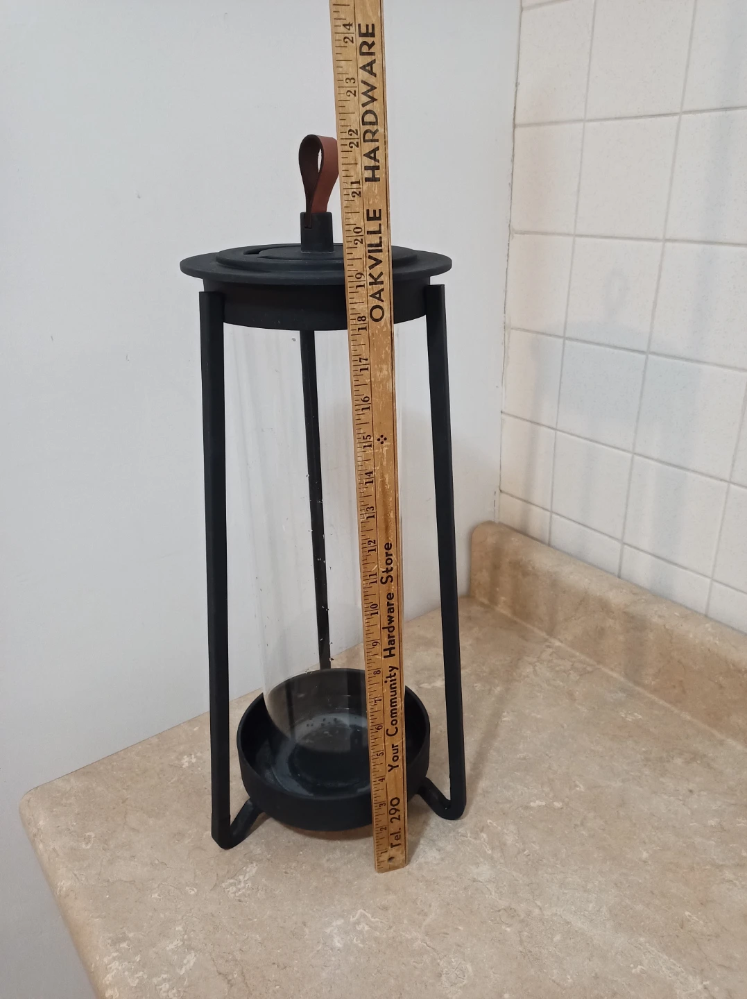 Black Metal Lantern with Glass Cylinder⚽ - photo 2
