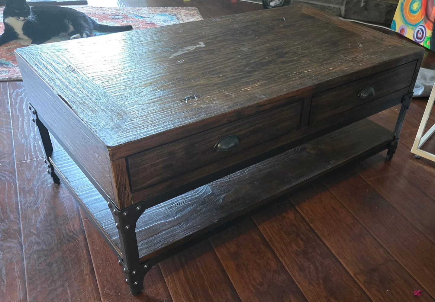 Wood with metal trim coffee table