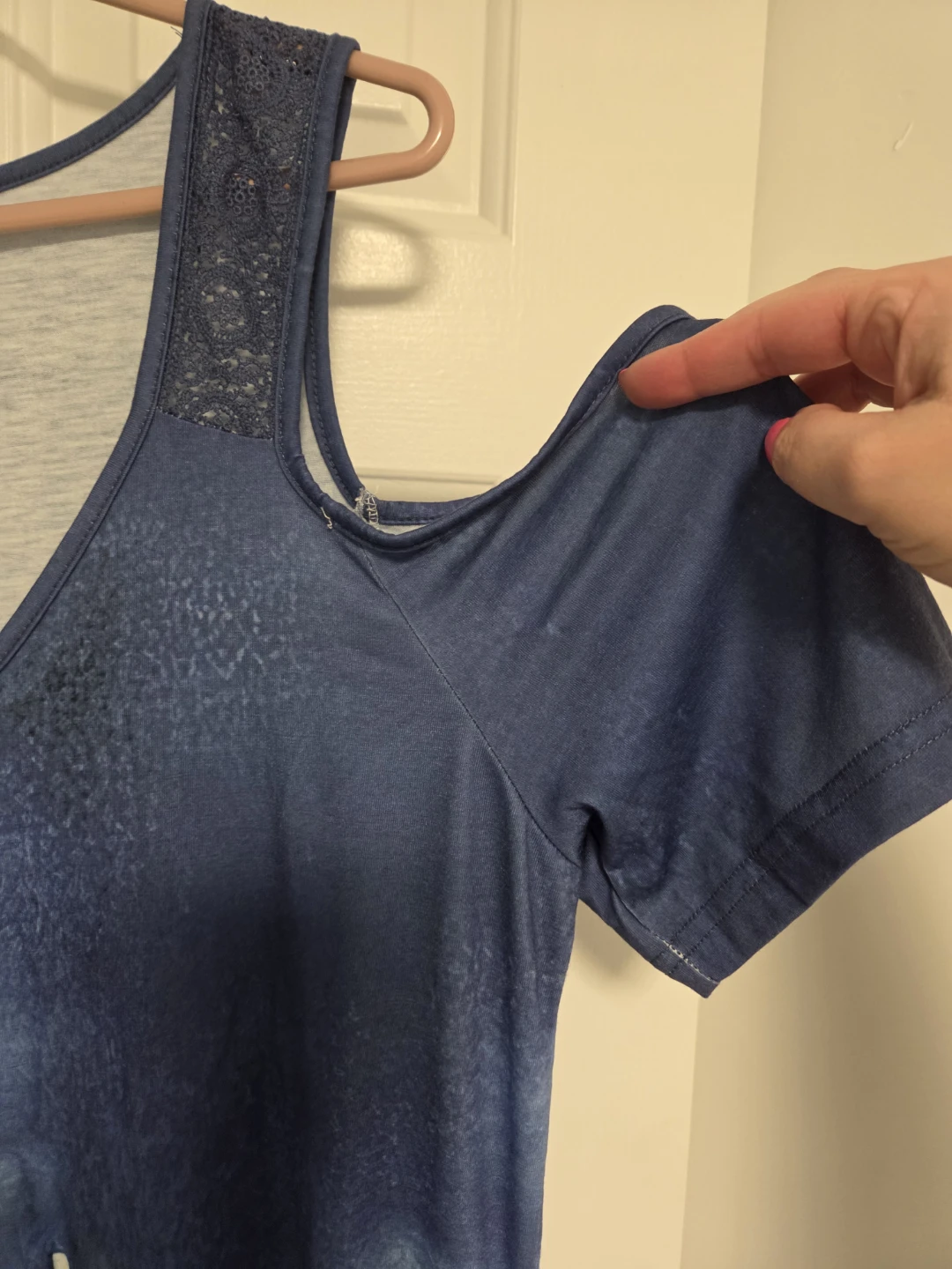 Blue Tie-Dye Cold-Shoulder Dress - photo 3