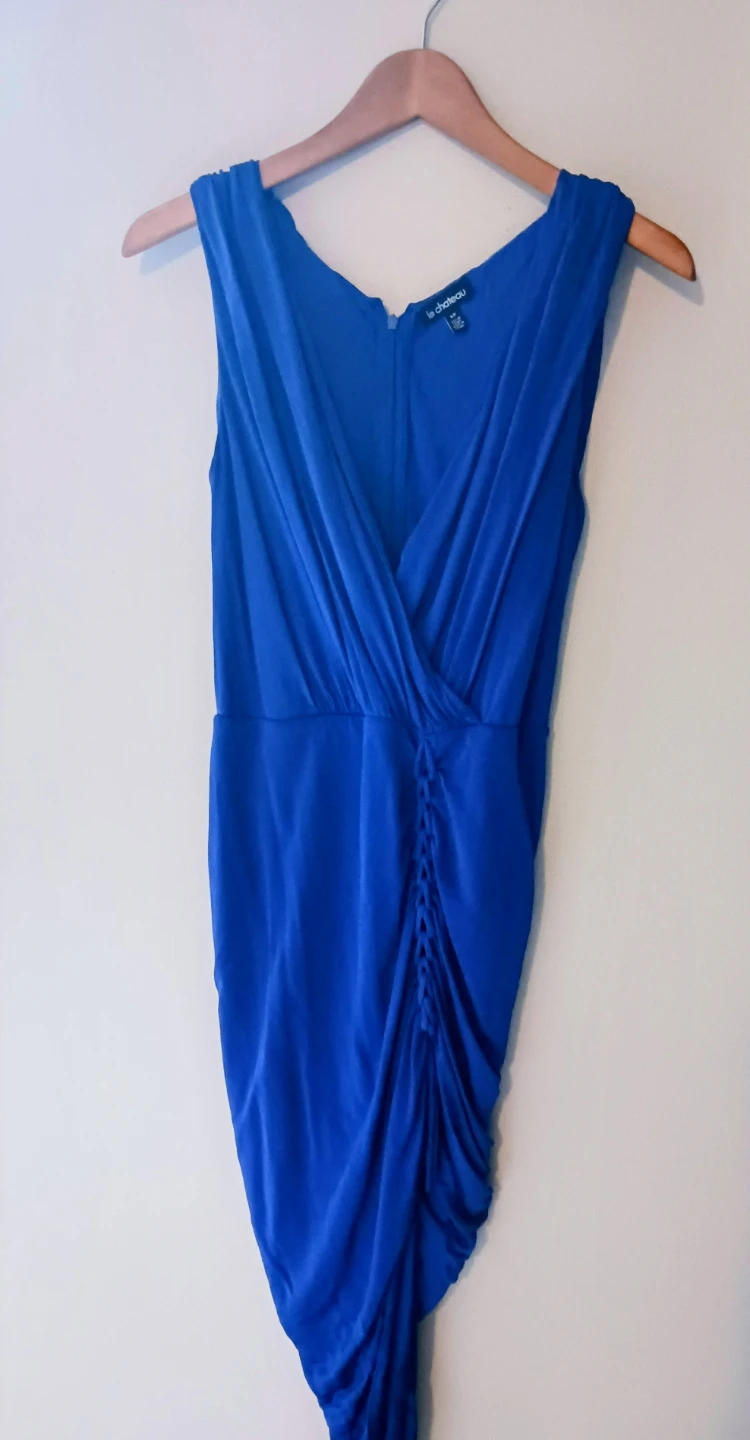 Le Château Royal Blue Ruched V-Neck Dress - photo 3