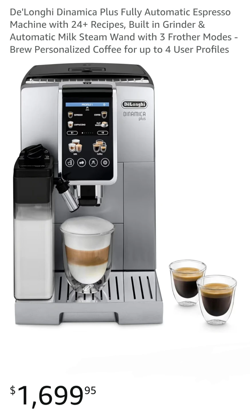 De'Longhi Dinamica Plus Fully Automatic Espresso Machine