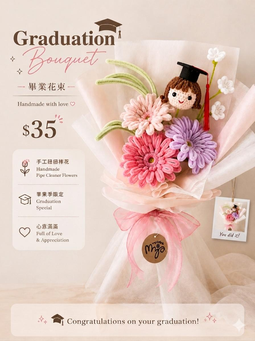 Handmade Graduation Crochet Bouquet