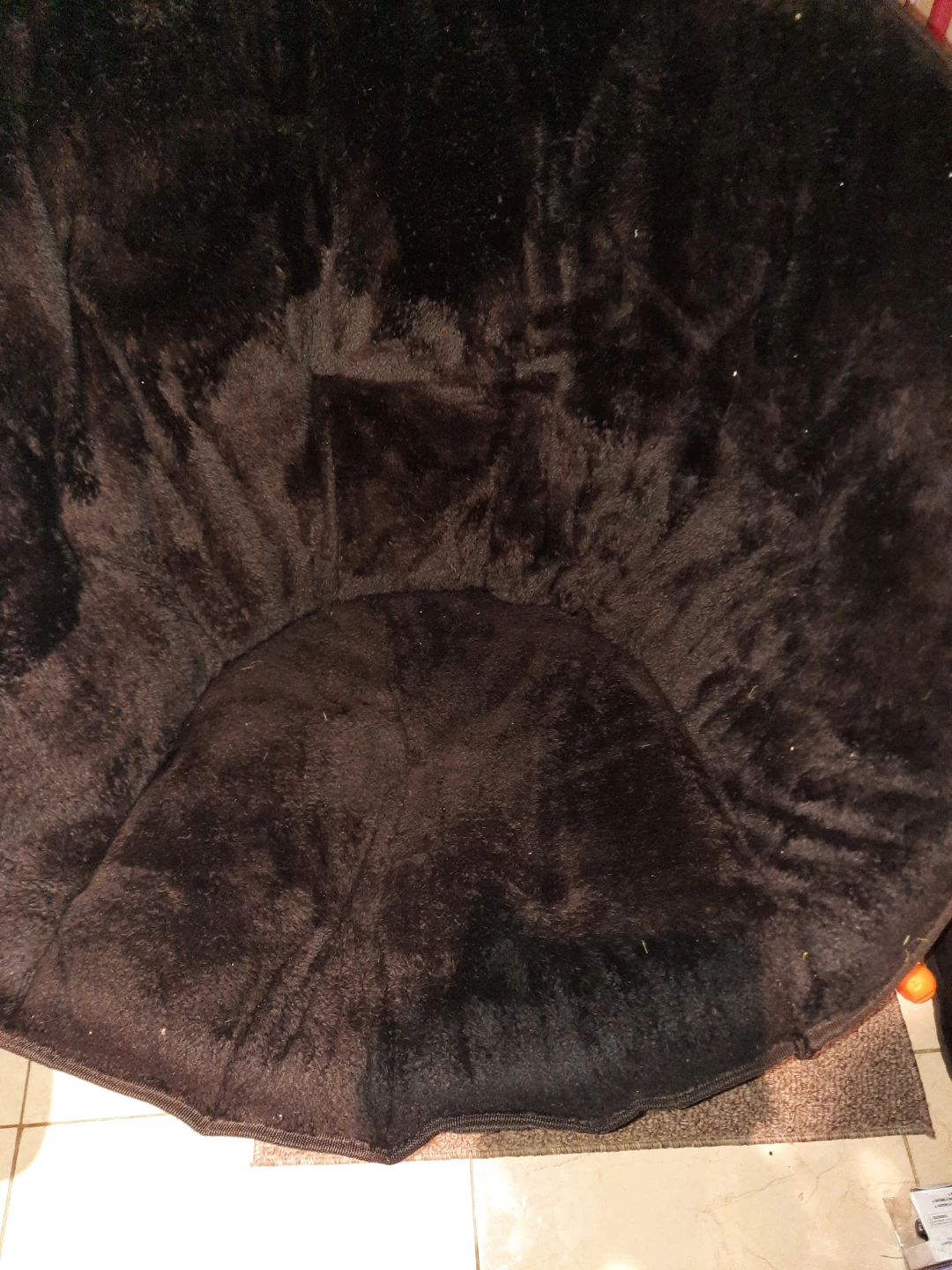 Black Comfy Fuzzy Plush faux fur Moon Bowl Foldable Chair - photo 5