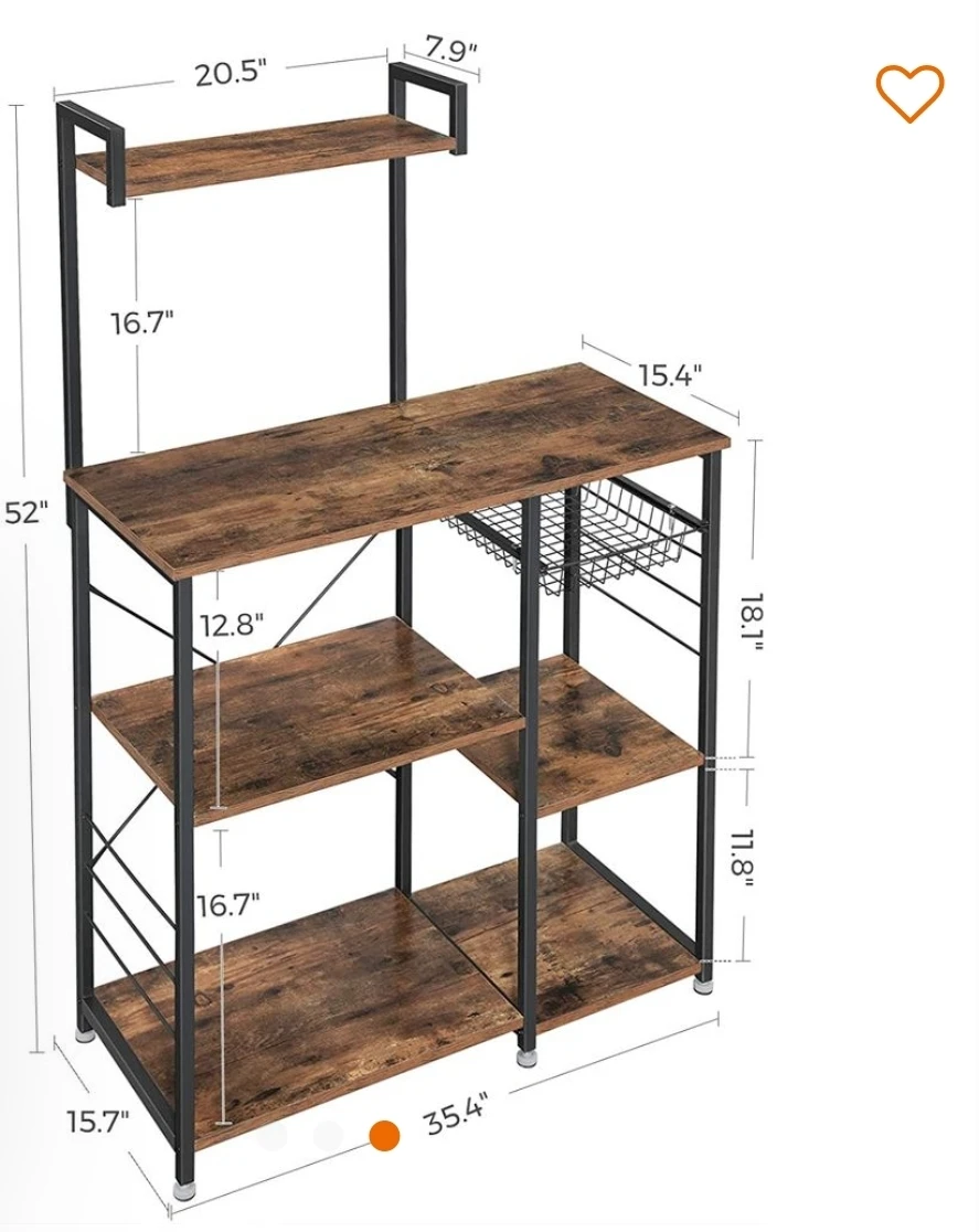 Rustic Wood and Metal Kitchen Baker's Rack - photo 5