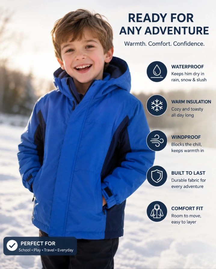 Ripzone Blue Kids  Winter Jacket Size L/G
