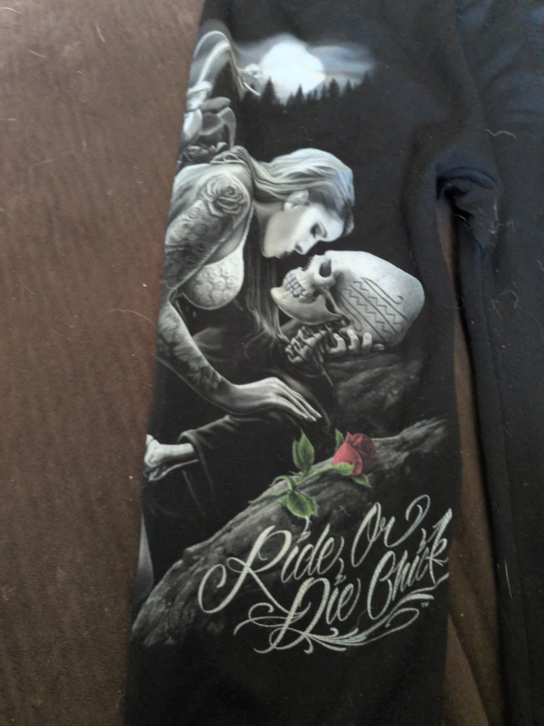 Black Leggings with Skeleton & Tattooed Woman Graphic - photo 2