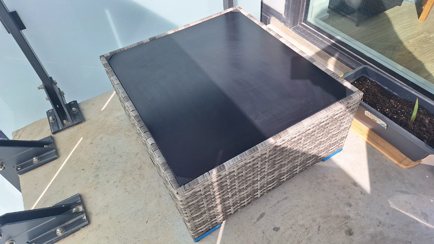 Woven Patio Side Table with Black Top - photo 2