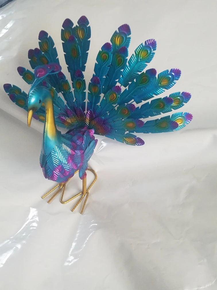 Decorative Metal Peacock outside statue - photo 2