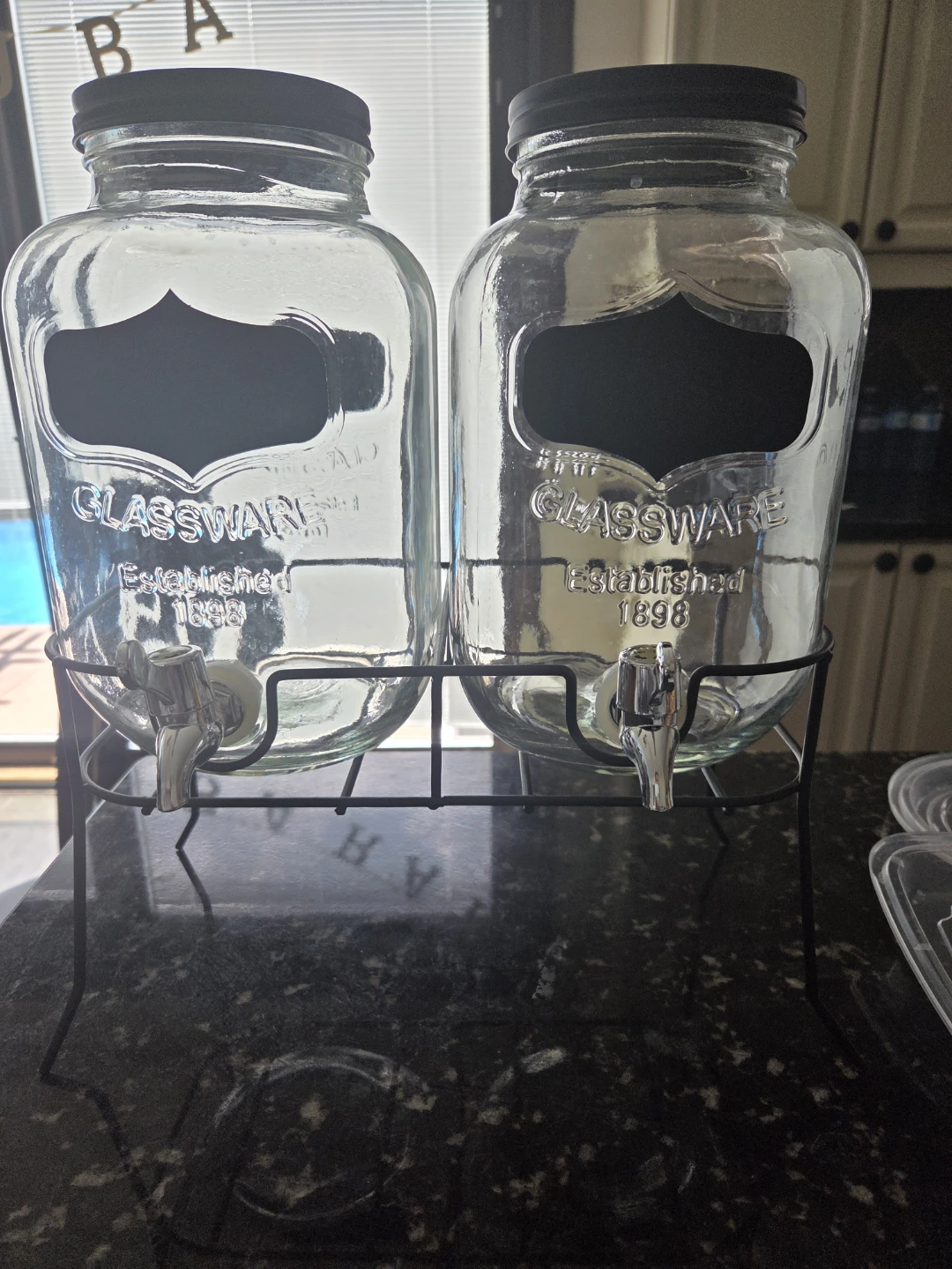 Glassware Beverage Dispensers with Chalkboard Labels - Set of 2