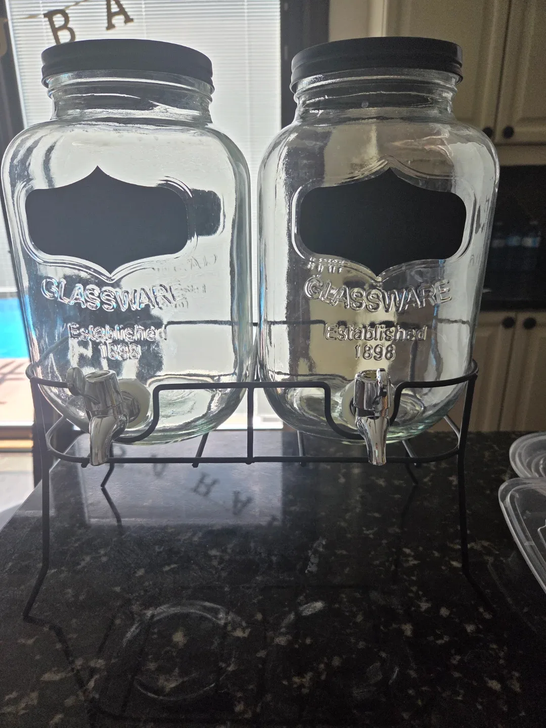 Glassware Beverage Dispensers with Chalkboard Labels - Set of 2