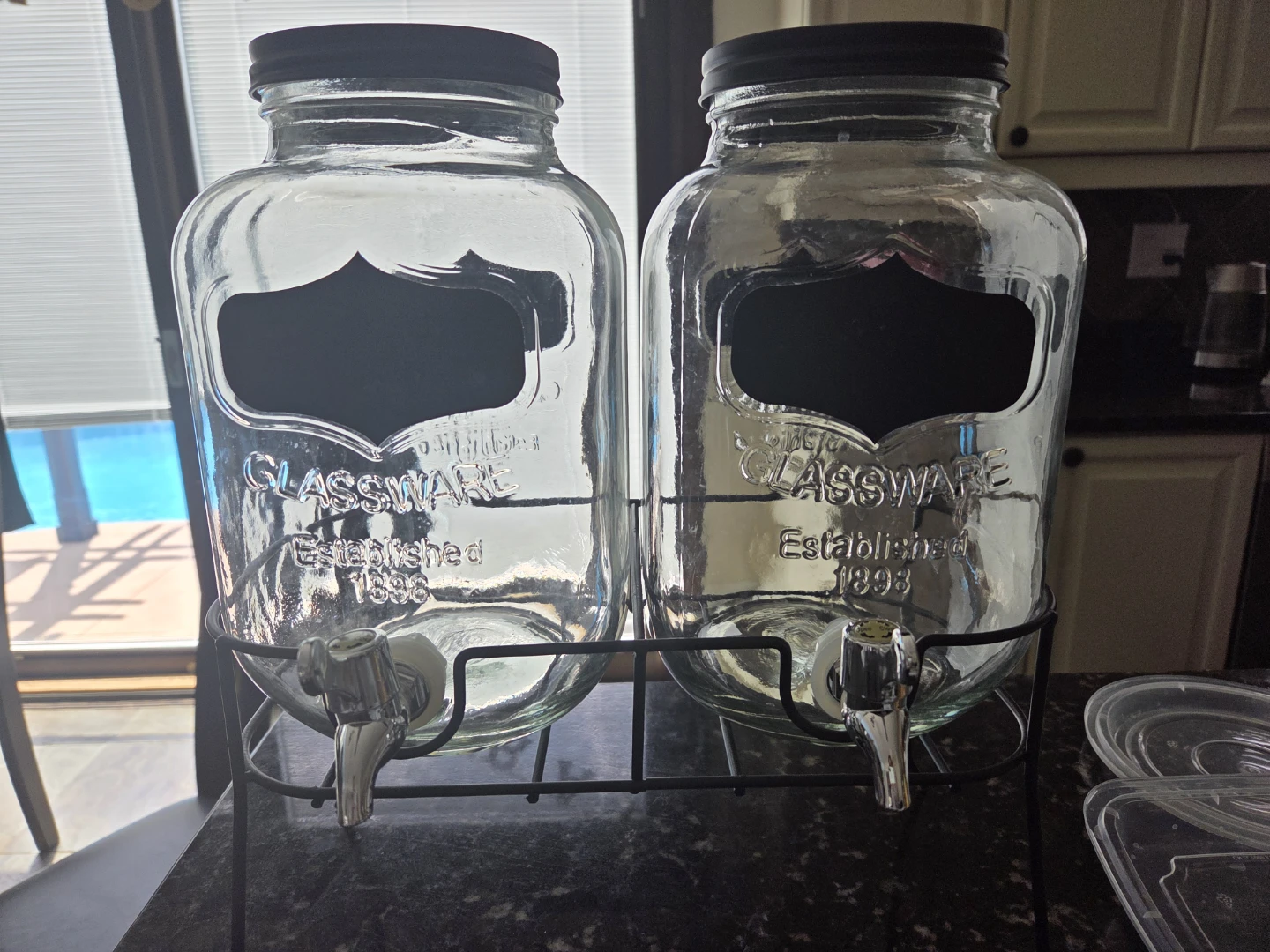 Glassware Beverage Dispensers with Chalkboard Labels - Set of 2 - photo 2