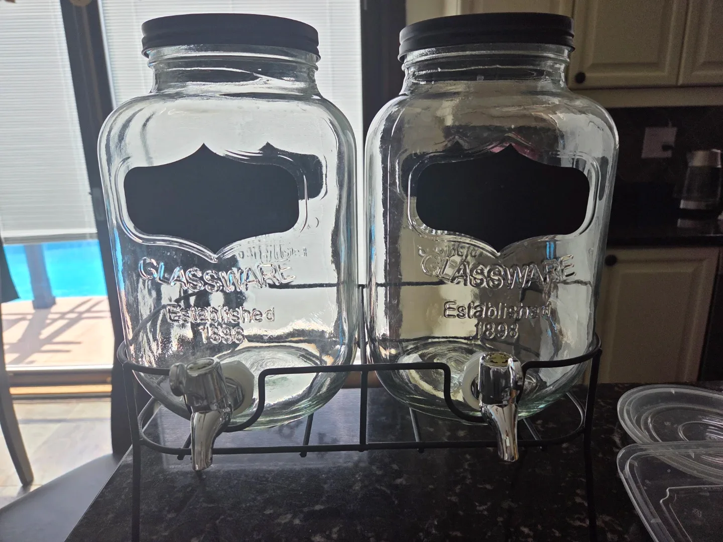 Glassware Beverage Dispensers with Chalkboard Labels - Set of 2 - photo 2
