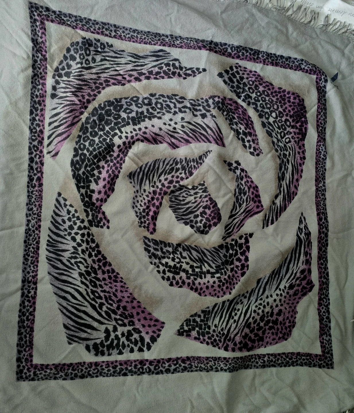 Vintage K of Krizia Leopard Rose Wool Scarf Shawl