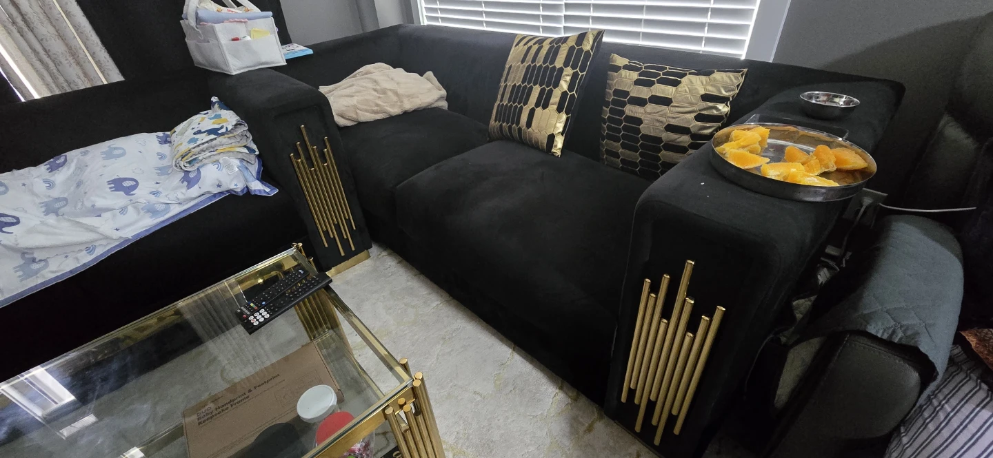 Black Sofa with Gold Accents - photo 2