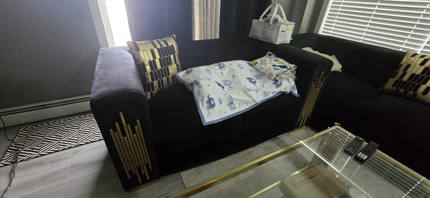 Black Sofa with Gold Accents - photo 3