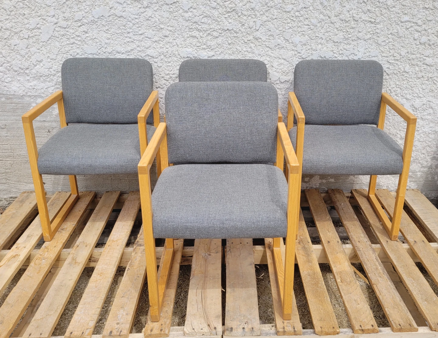 Mid Century Wood Frame Armchairs
