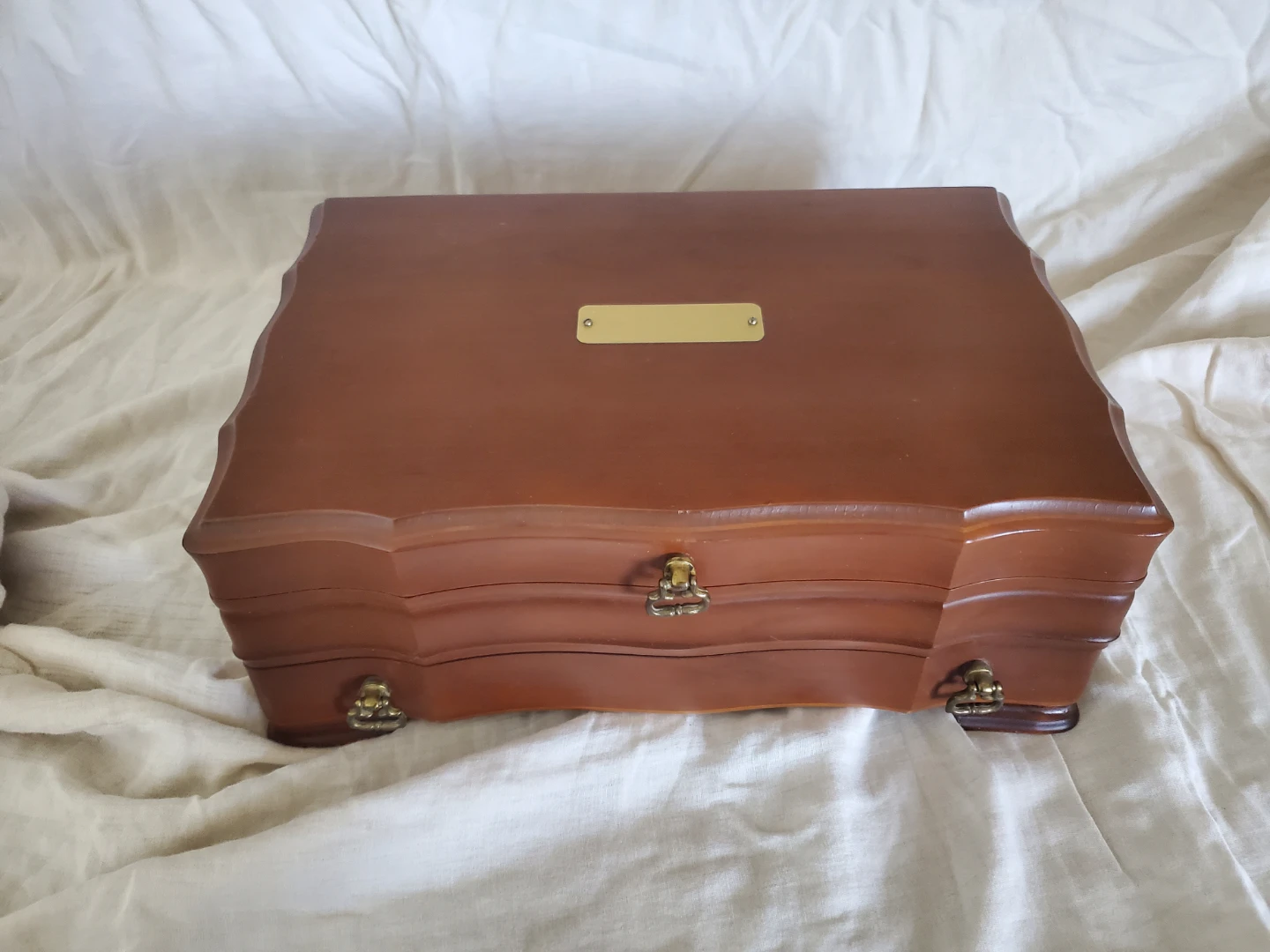 Wooden Jewellery Box with Brass Accents