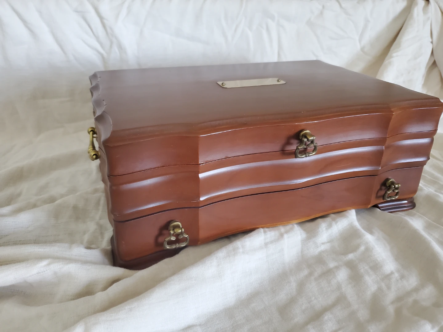 Wooden Jewellery Box with Brass Accents - photo 2