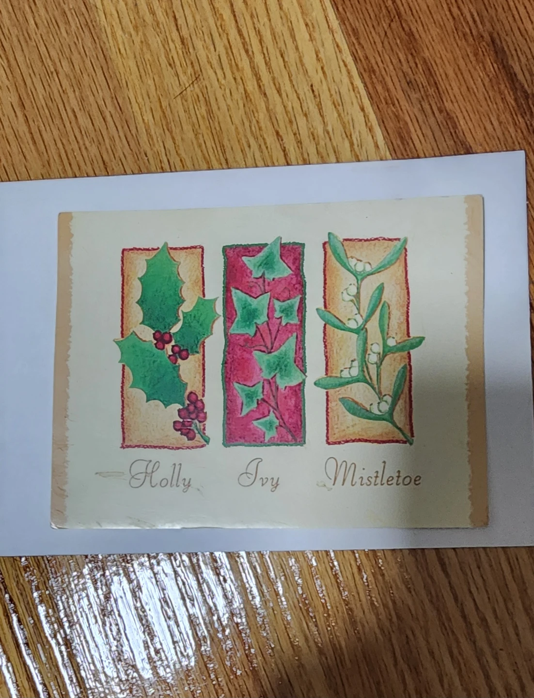 Vintage Christmas Card - Holly, Ivy, Mistletoe⚽