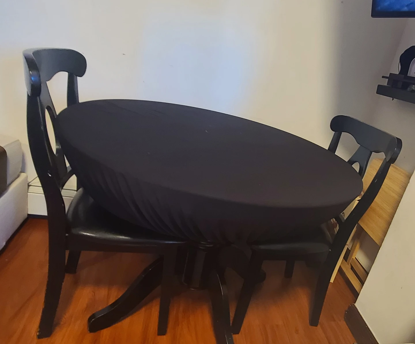 Black Round Dining Table with 2 Chairs