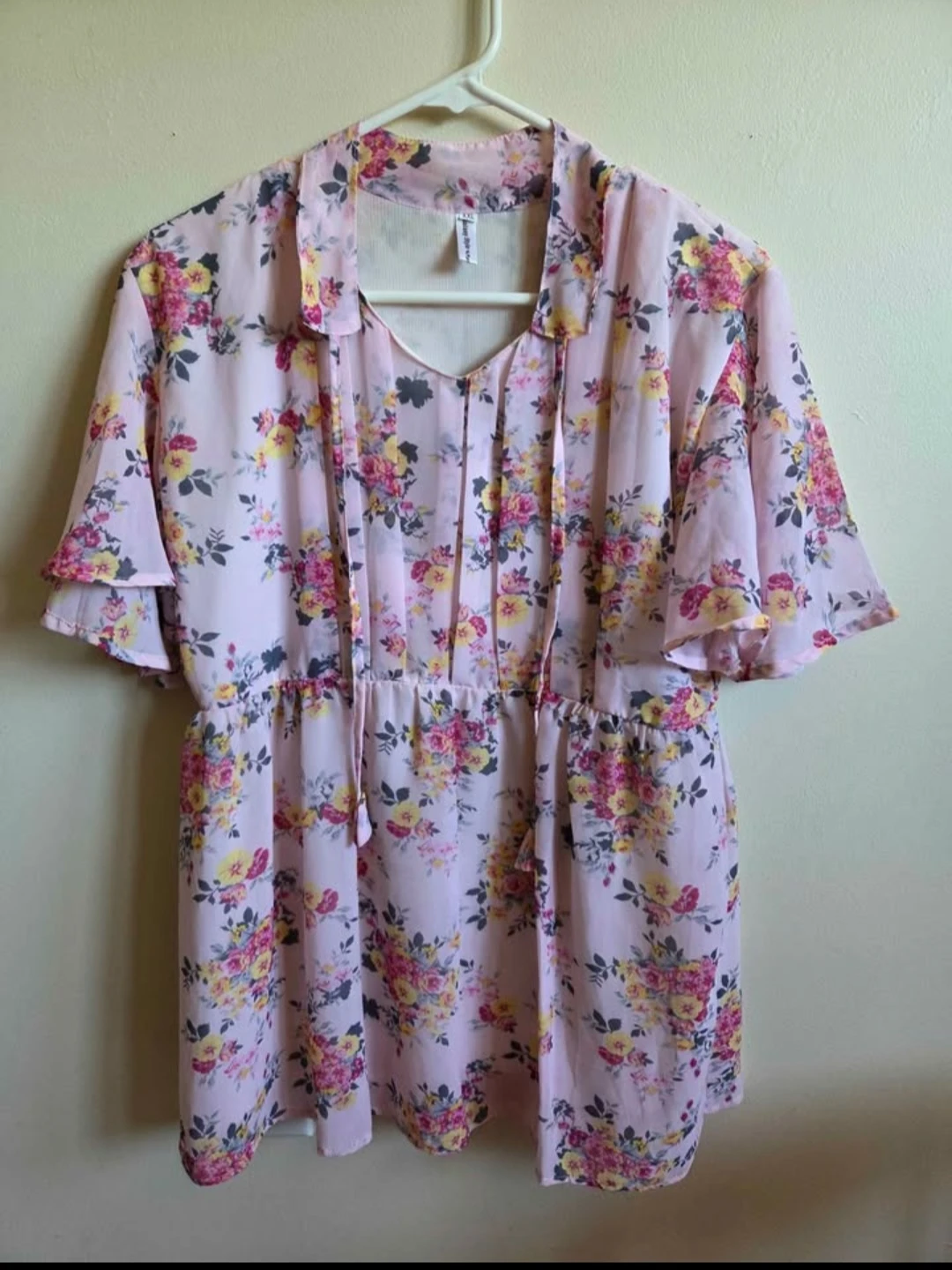 Pink Floral Chiffon top