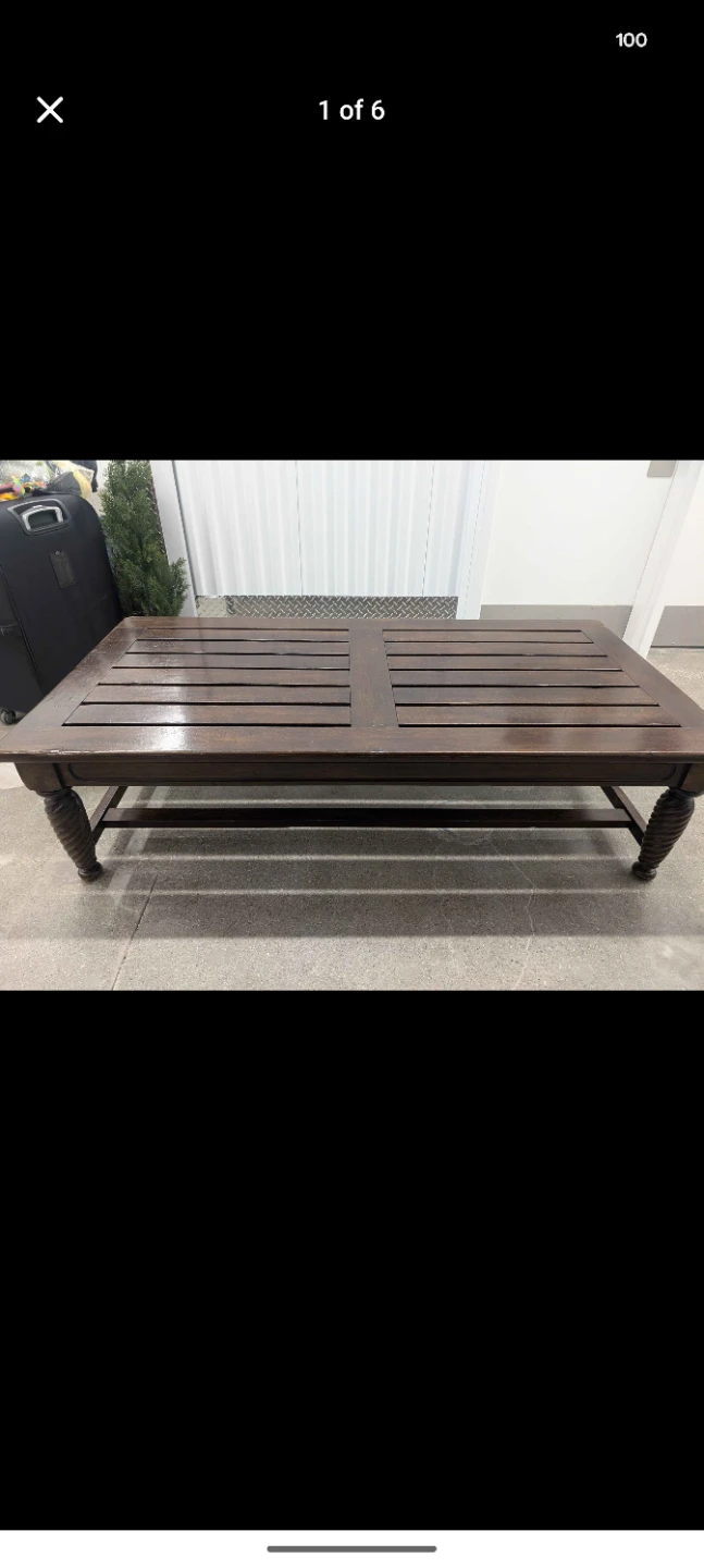 Wooden Coffee Table with Slat Top - photo 5