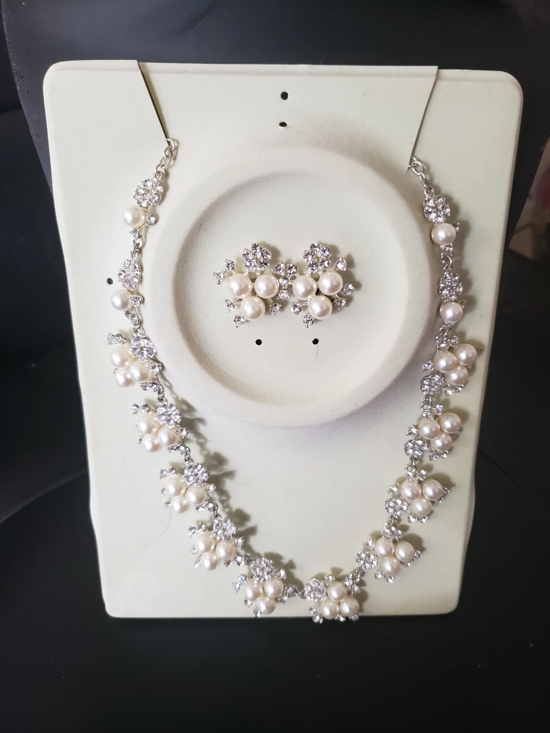 Pearl and Crystal Necklace and Earring Set - photo 2