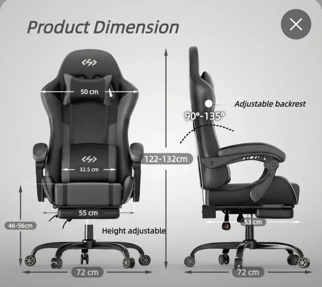 Gaming Chair with Headrest and Lumbar Support - photo 4