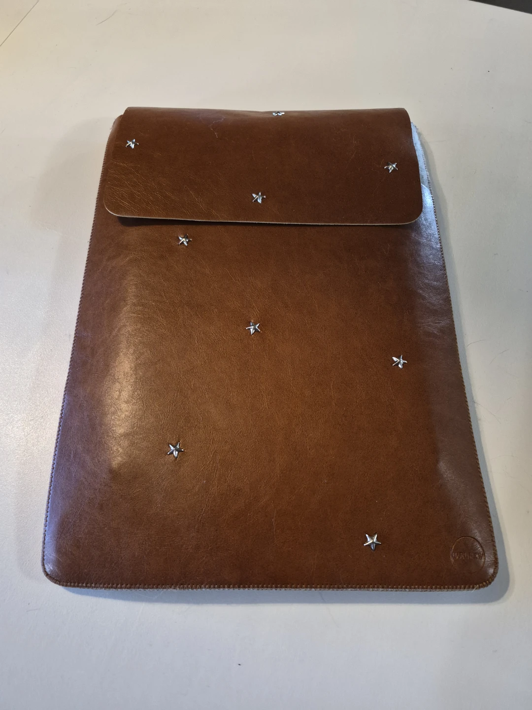 Brown Faux Leather Laptop Sleeve with Stars - photo 5