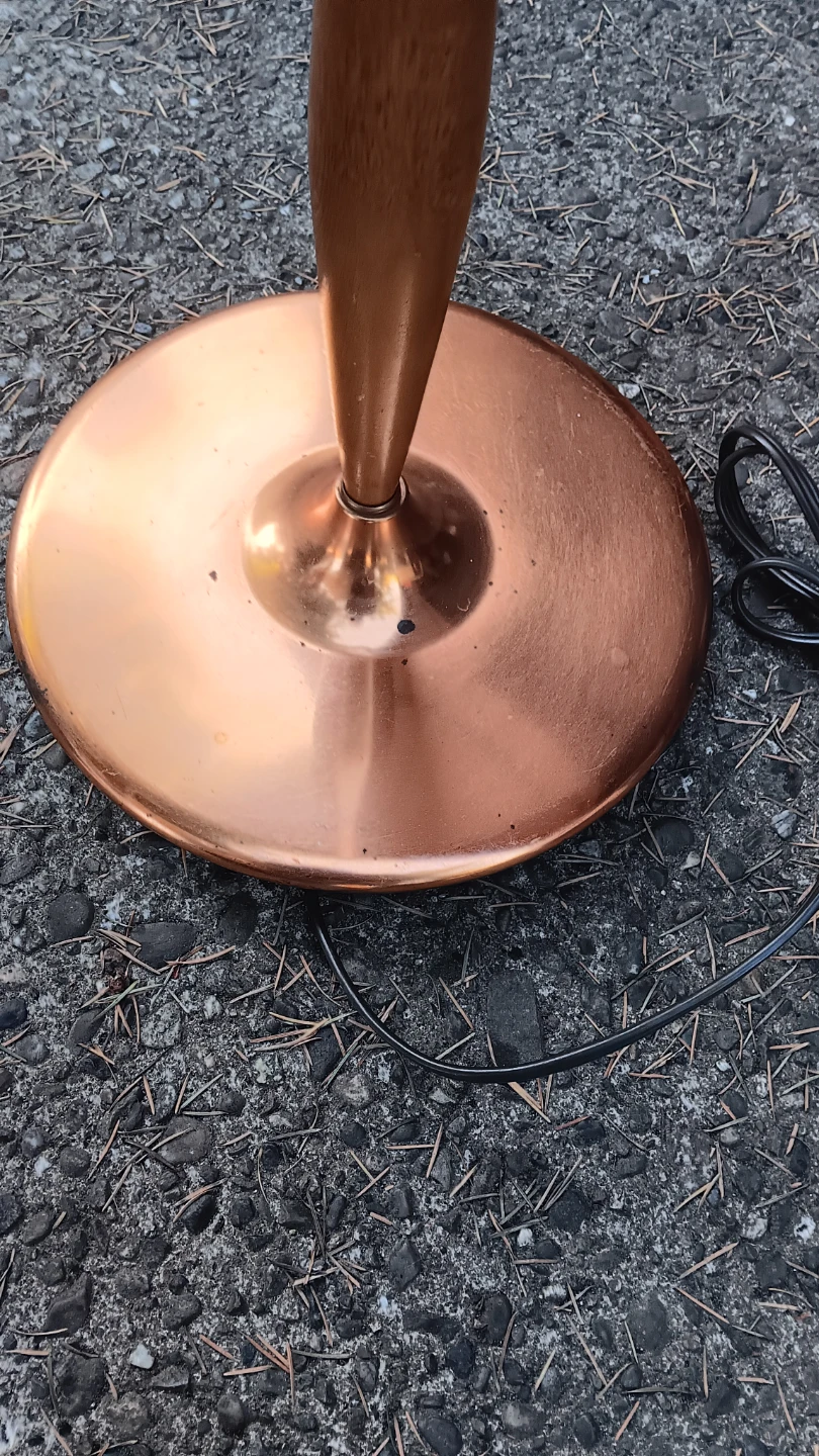 Vintage Copper Floor Lamp with Wood Accent - photo 3