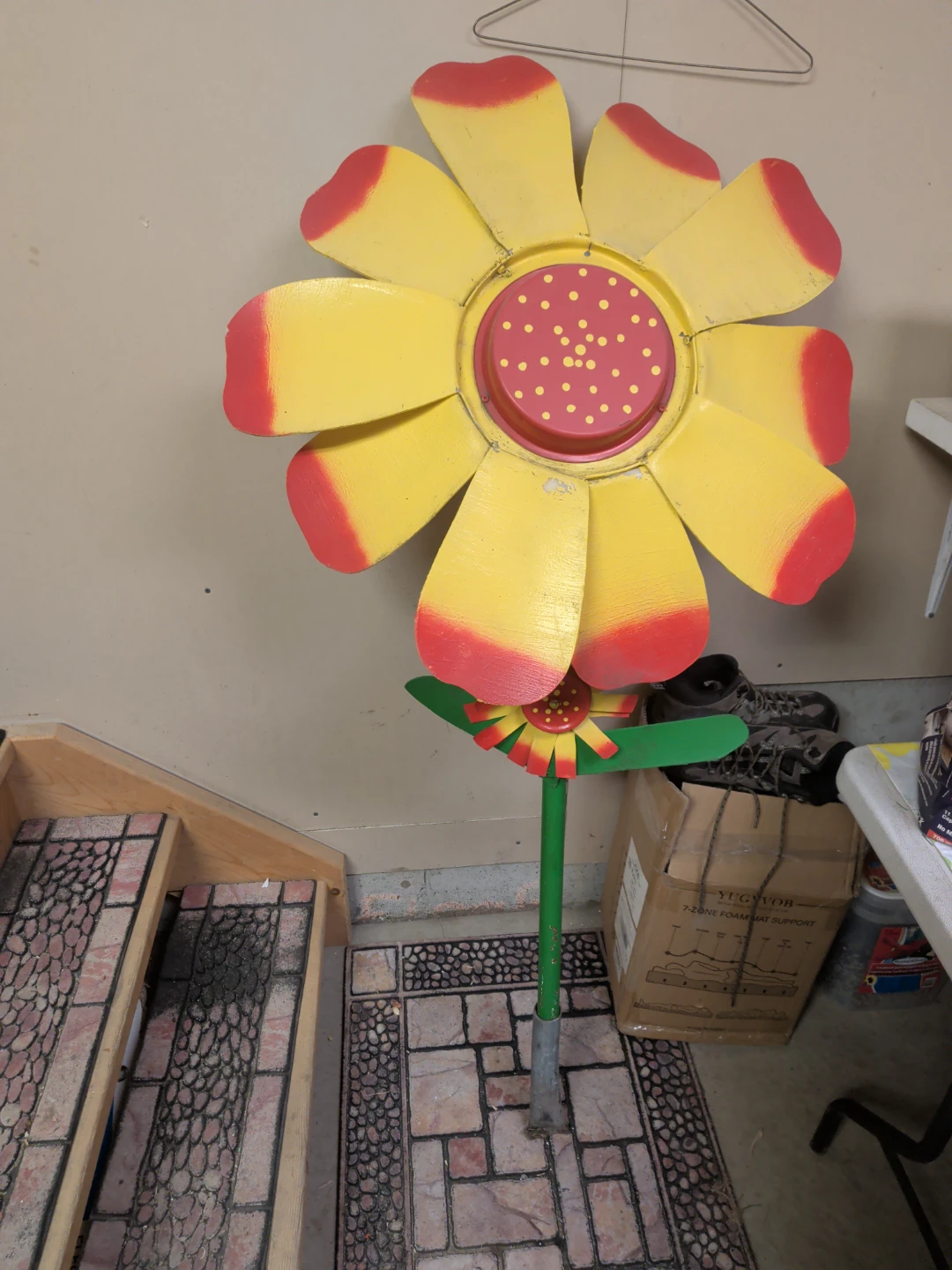 Yellow and Red Metal Flower Garden Stake