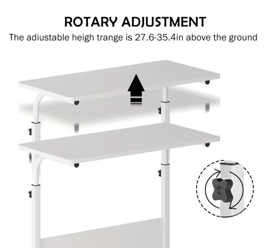 Adjustable Rolling Bedside Table - photo 2
