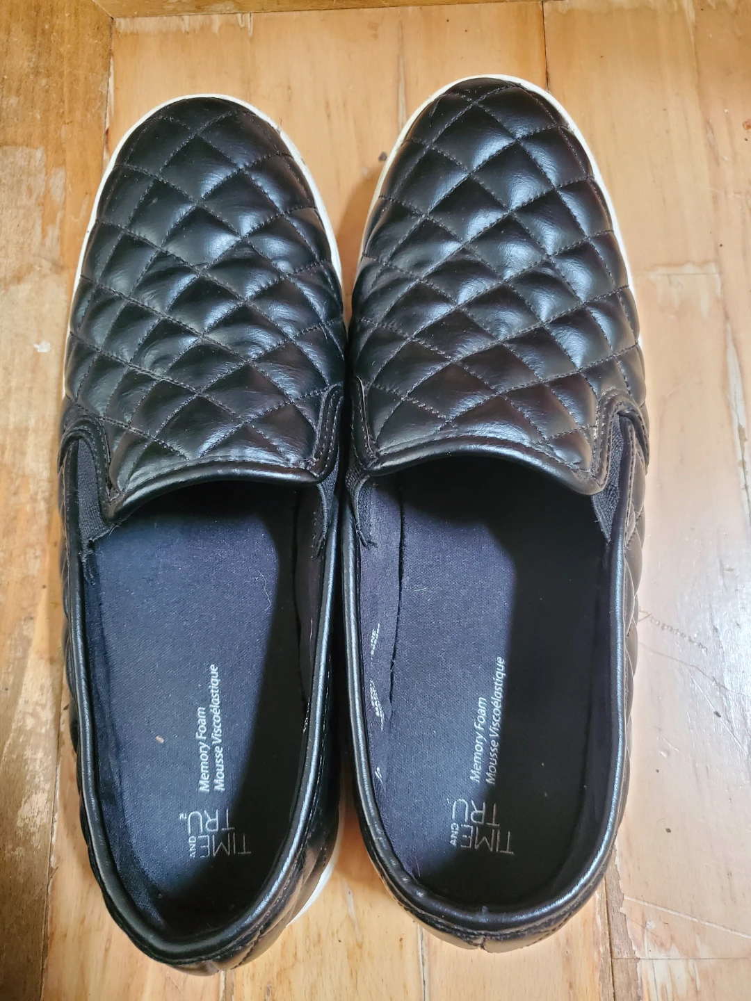 Time and Tru Black Quilted Memory Foam Slip-On Shoes