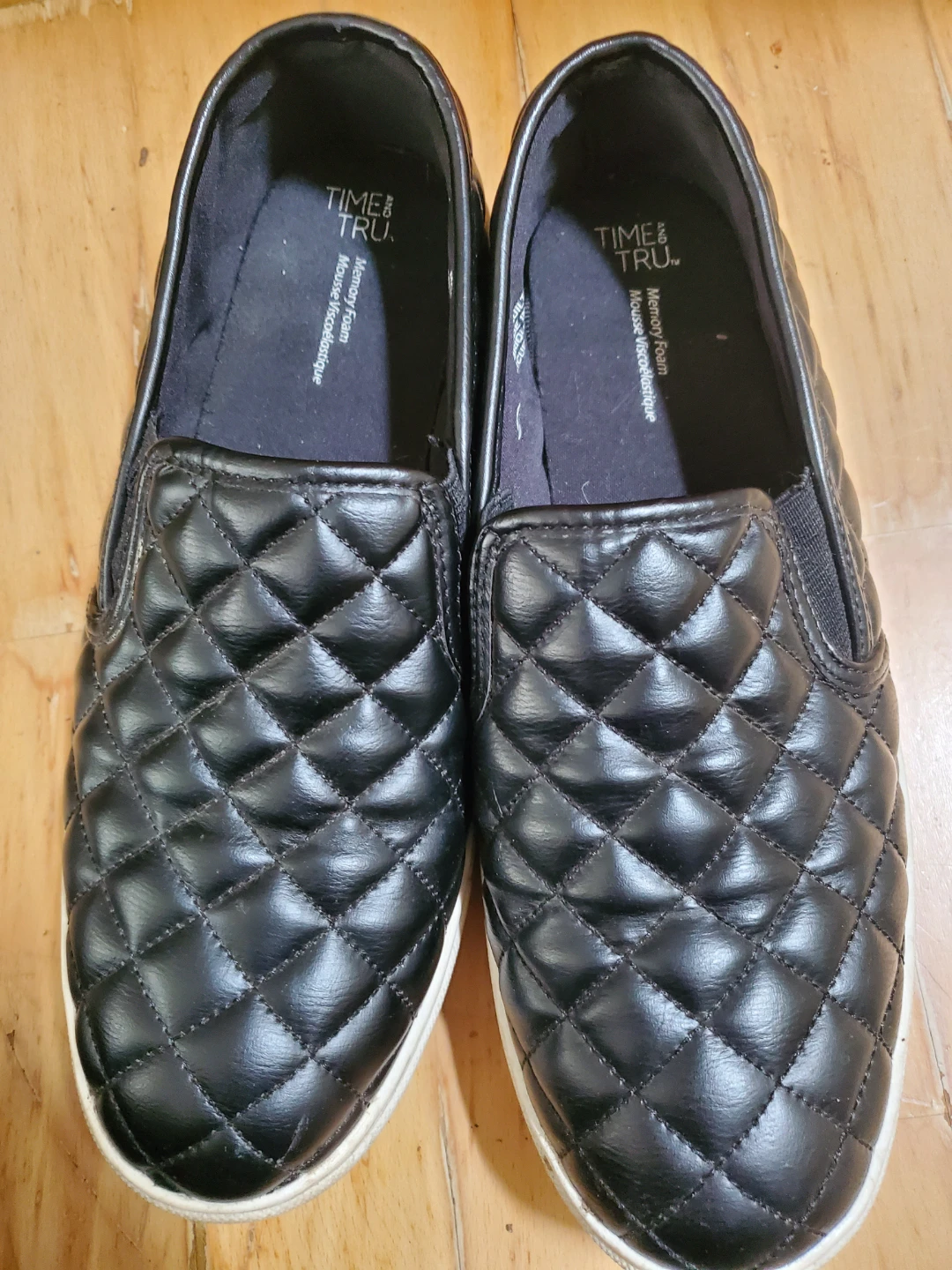Time and Tru Black Quilted Memory Foam Slip-On Shoes - photo 2