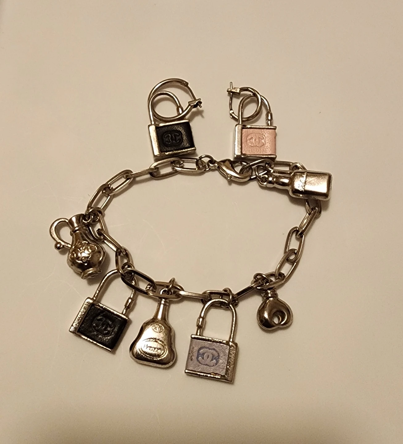 C Charm Bracelet & Earrings