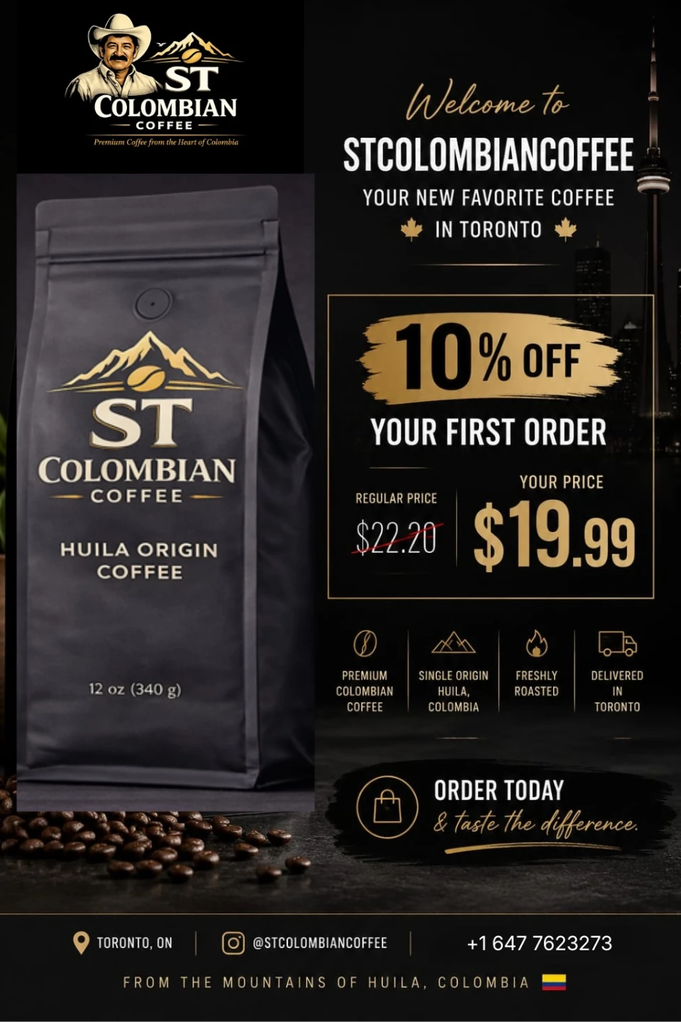 ST Colombian Coffee Huila Origin - 12 oz bags