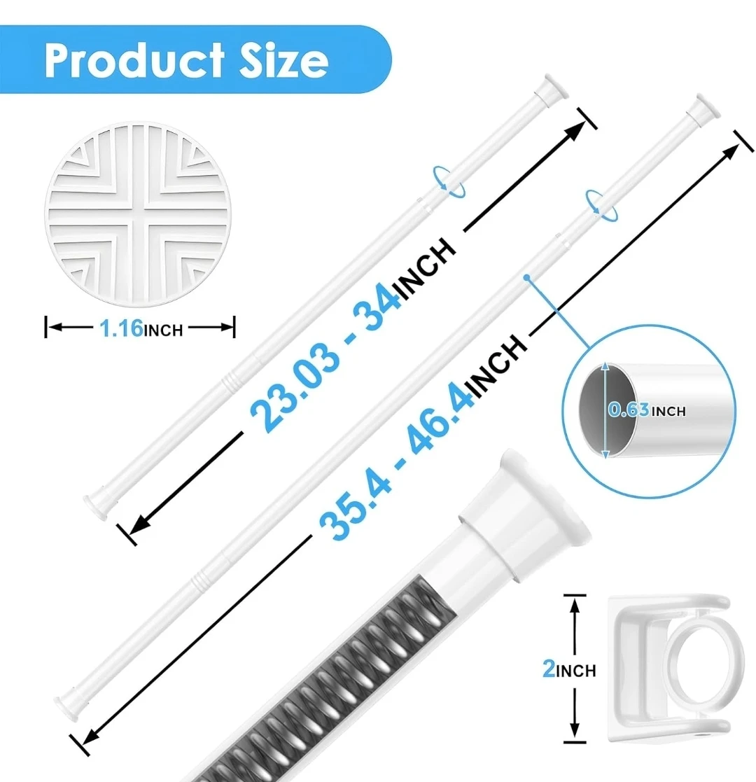 Spring Tension Curtain Rod - White - photo 3