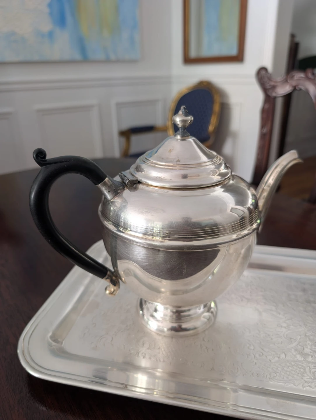 Silver Teapot and Tray Set - photo 3