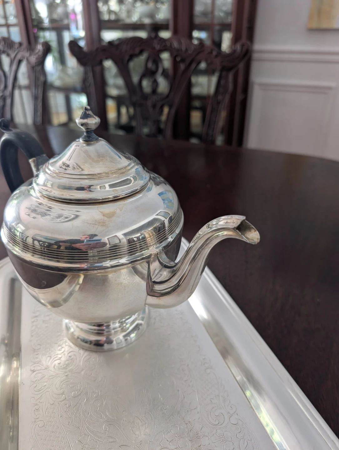 Silver Teapot and Tray Set - photo 4