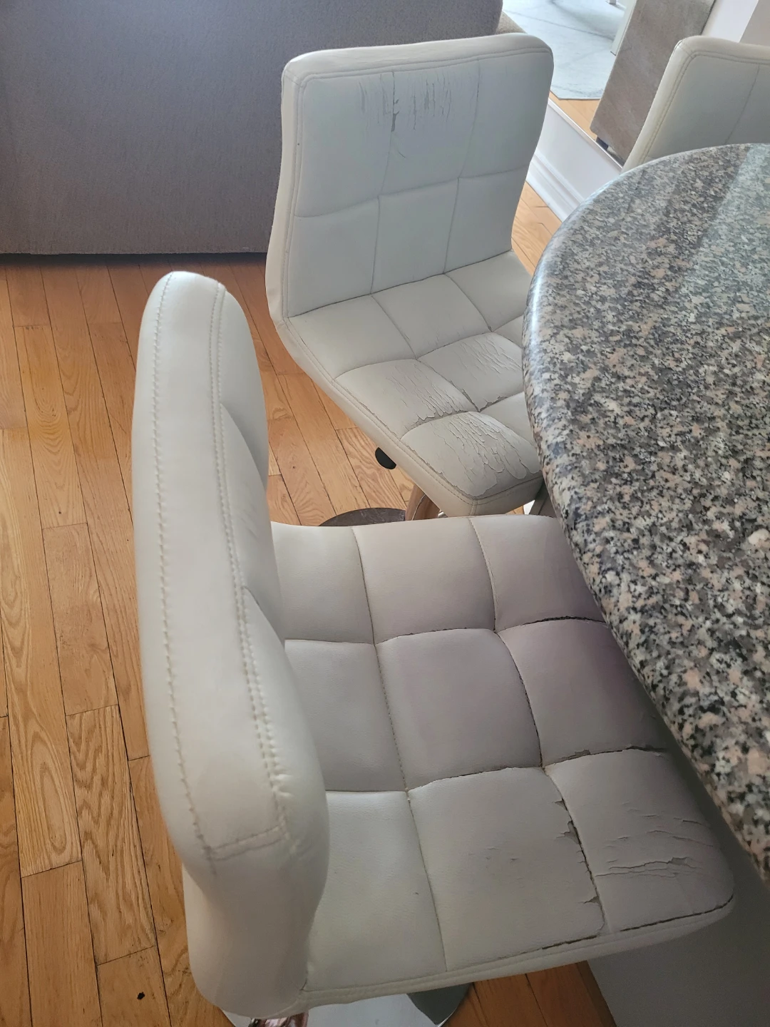 Free - White Faux Leather Bar Stool - really old