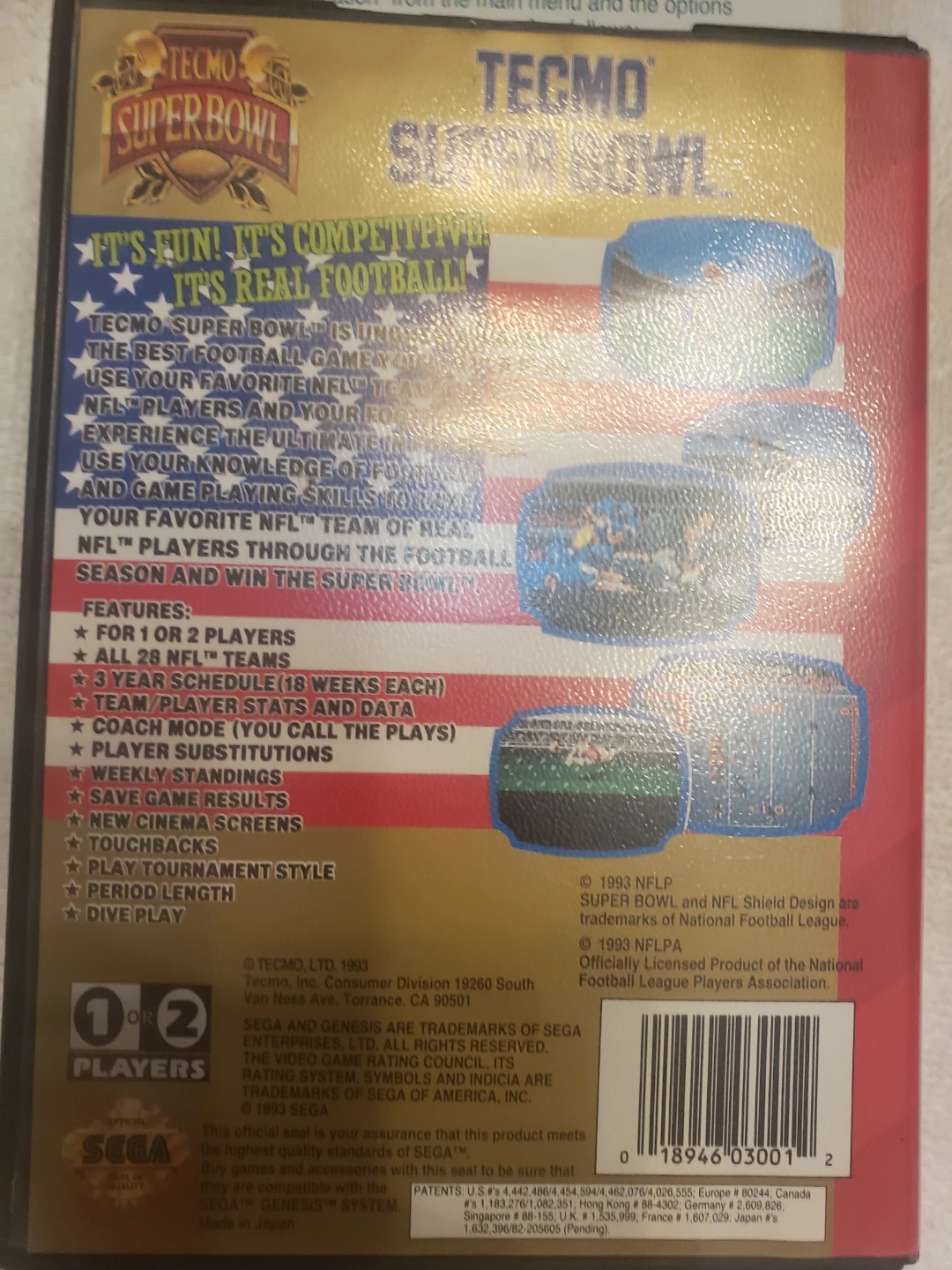 Tecmo Super Bowl Sega Genesis Game - photo 3