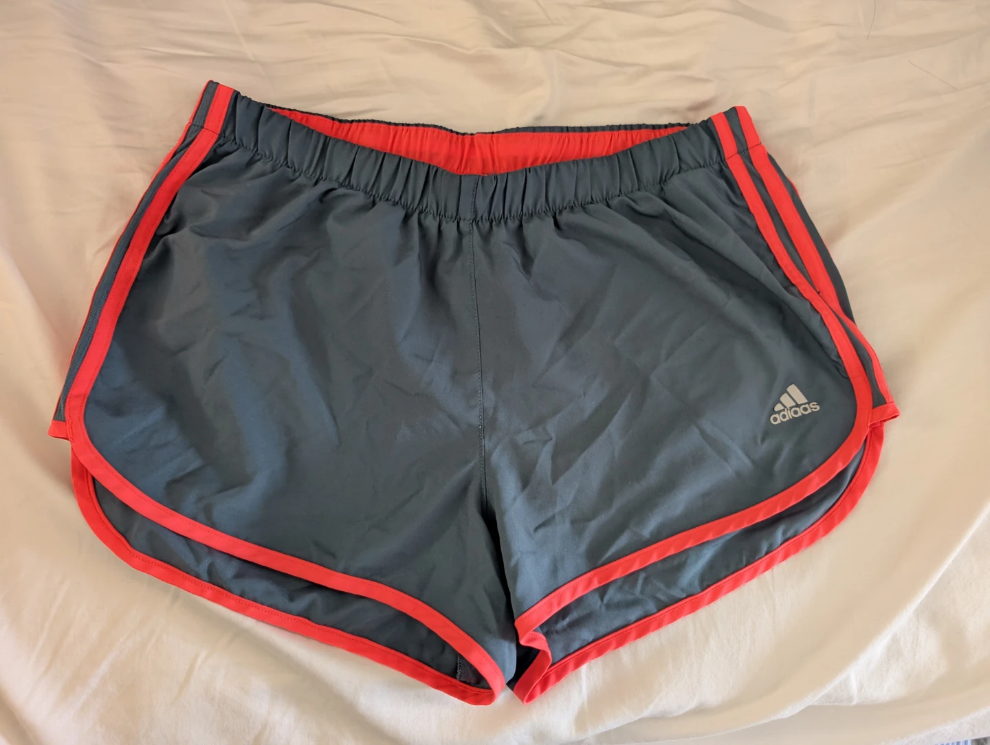 Adidas Running Gym Marathon Athletic Shorts Grey Pink 31"