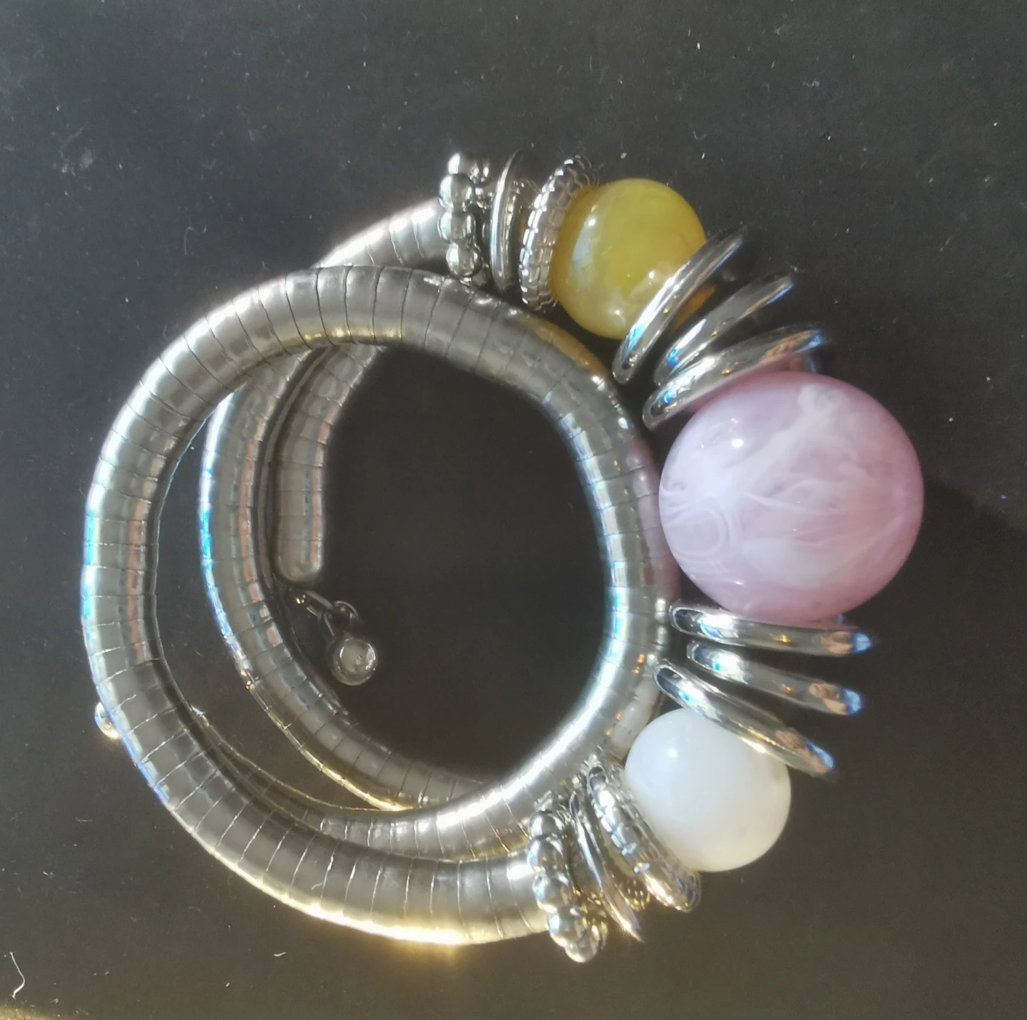 Silver-toned cuff bracelet with rose accent - photo 2