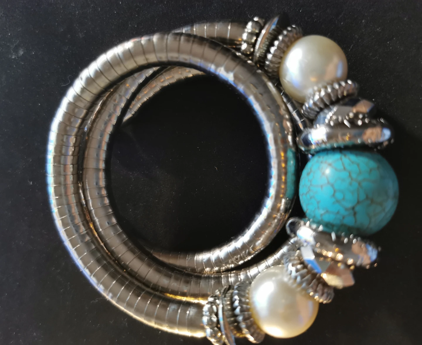 Silver-toned cuff bracelet with rose accent - photo 3