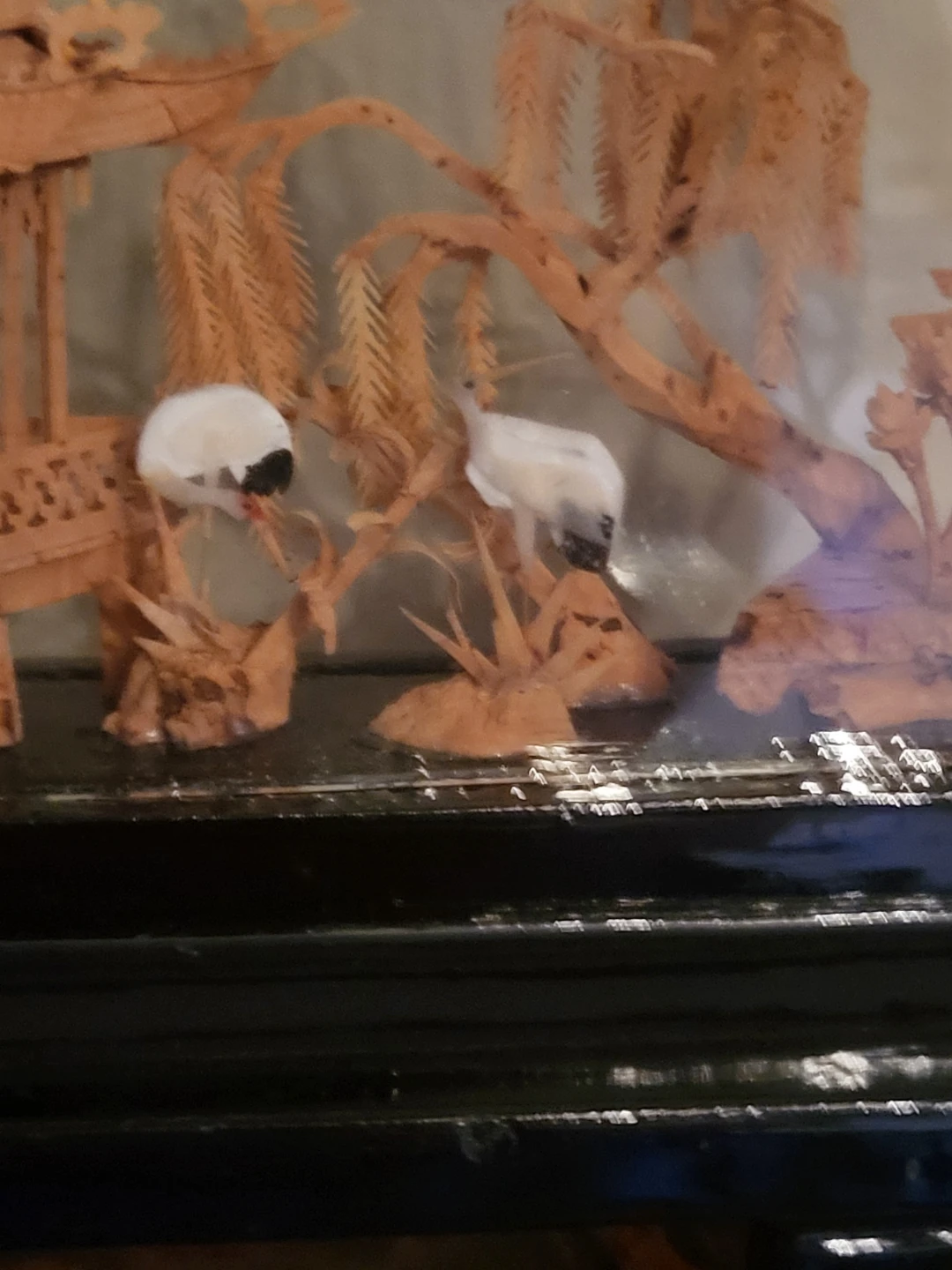 Vintage Cork Carving Diorama with Pagoda and Cranes - photo 4