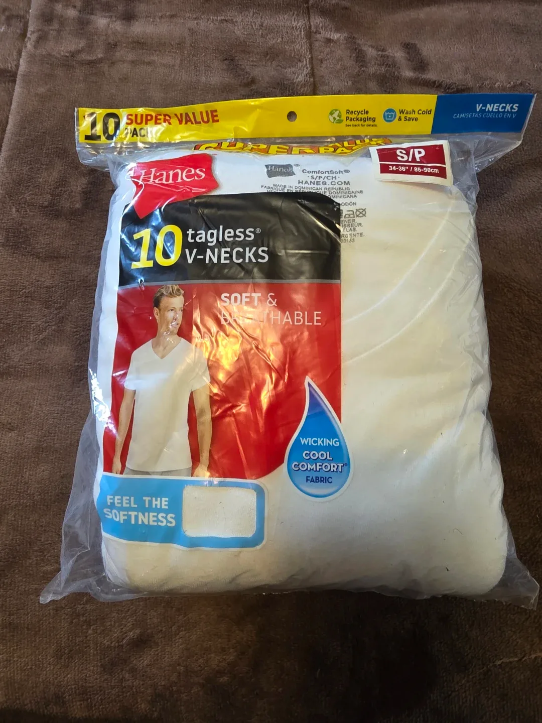 Hanes Men's White V-Neck T-Shirts - 10 Pack