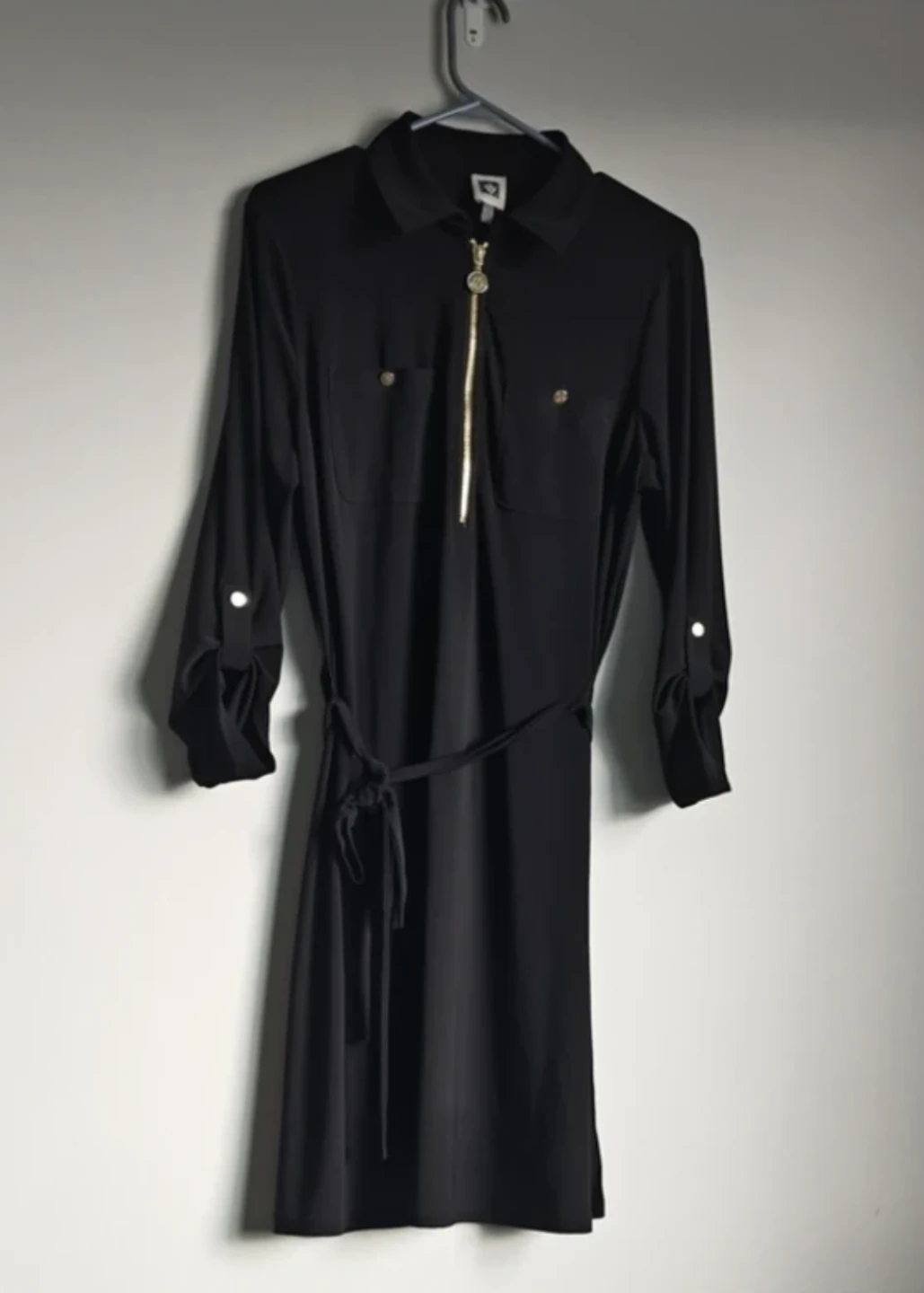 Anne Klein Black Shirt Dress with Zipper - photo 2