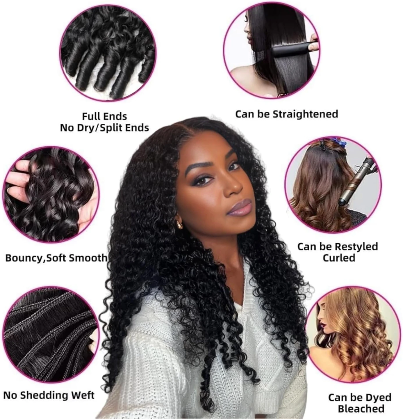 3 Bundles Water Wave Curly Hair Extensions - photo 3