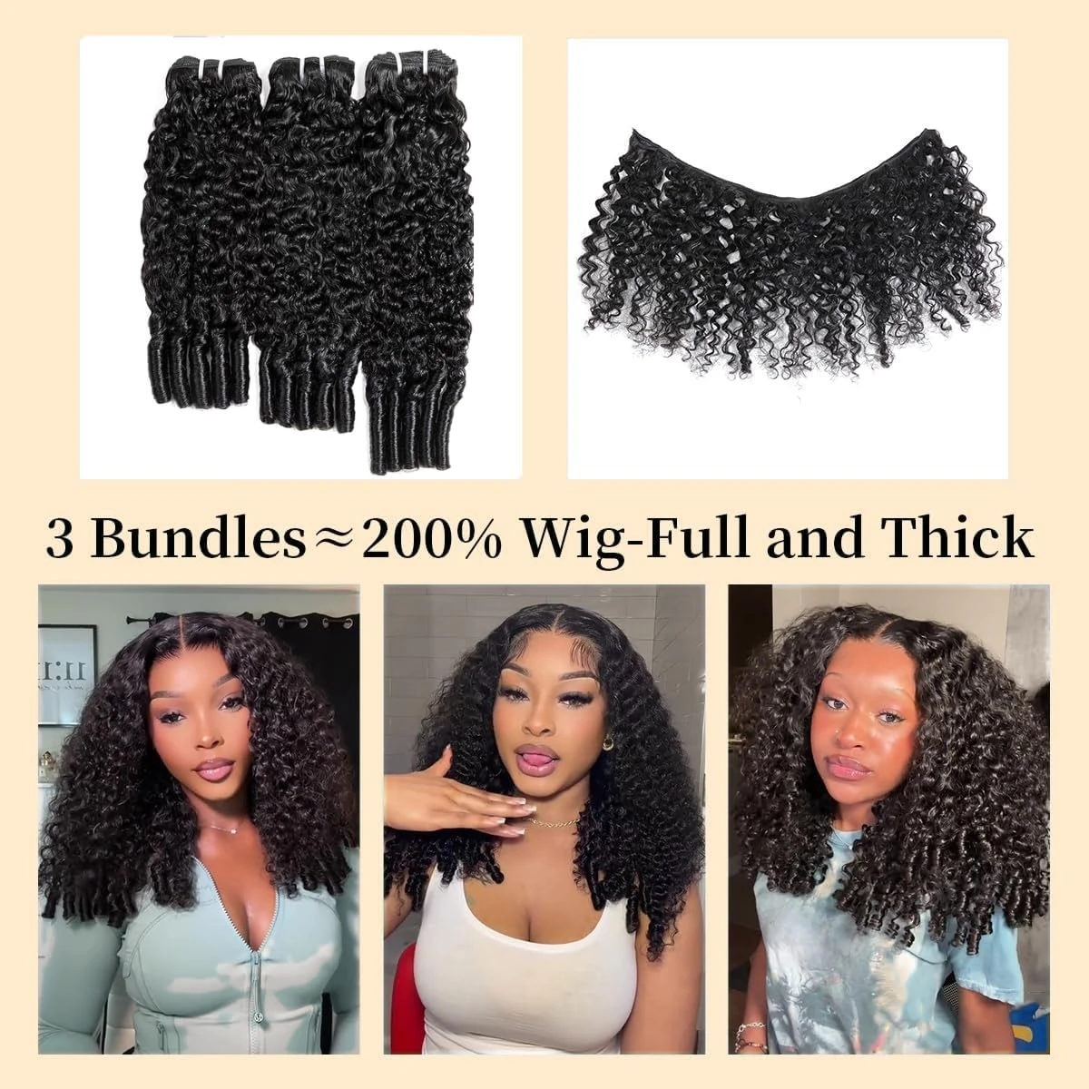 3 Bundles Water Wave Curly Hair Extensions - photo 4